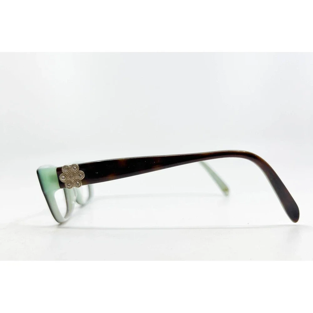 Bulova Santorini Eyeglass Frames Womens Tortoise Mint Flower Detail 51-16-135